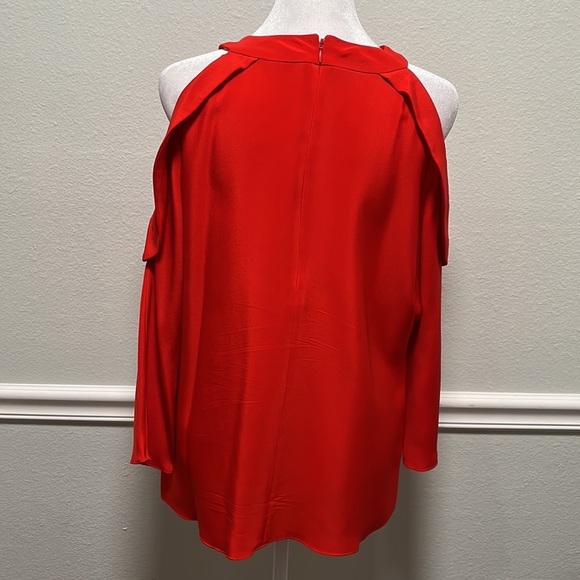 Ramy Brook Red Silk Open-Shoulder Blouse - Picture 3 of 12
